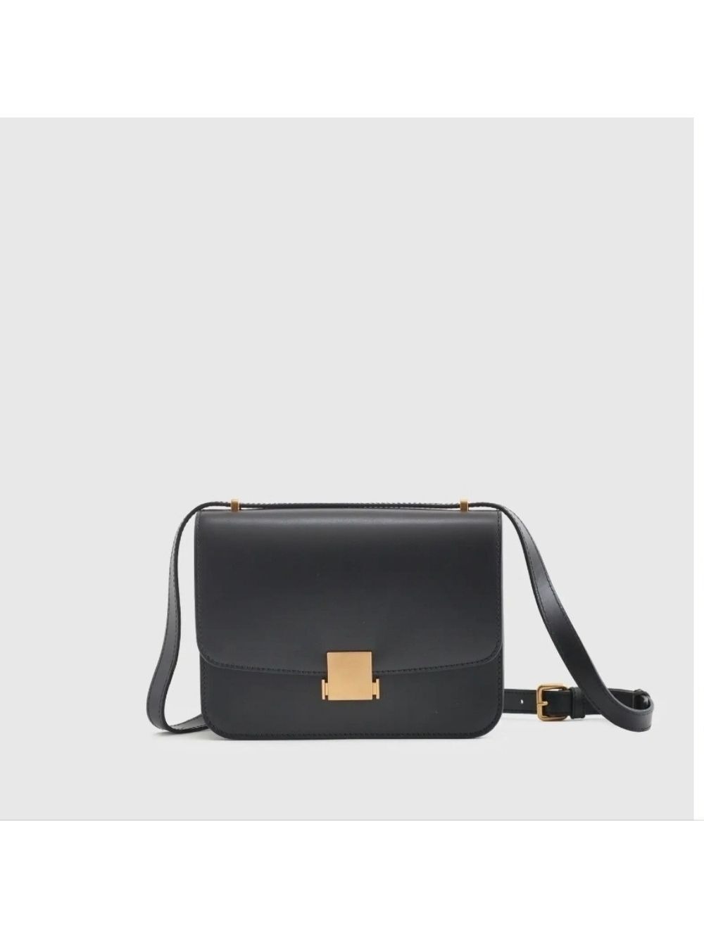 New Gorgeous. Our Italian Leather Black Box Shoulder Bag - Picture 1 of 7